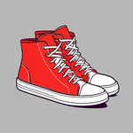 red high-top sneakers with white toe caps image